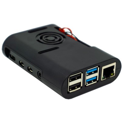 Pi4 ABS Gehäuse Schwarz mit Lüfter 17014
