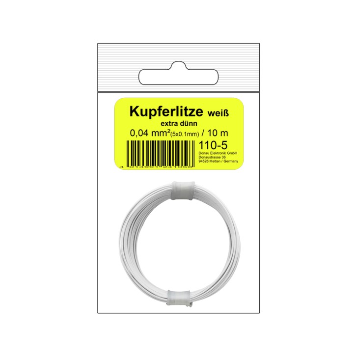 Kupferschalt Litze 0,04 mm² / 10 m weiß in SB Beutel