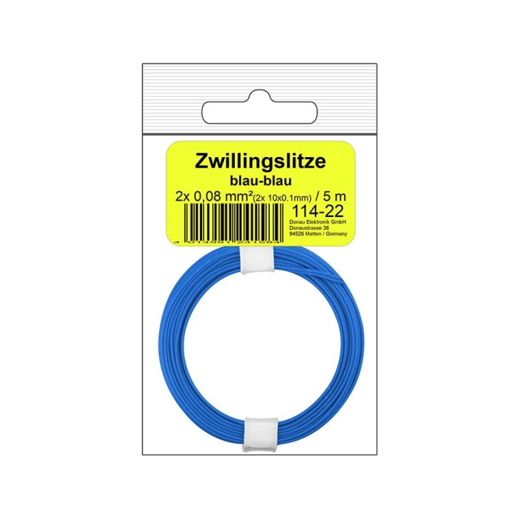 Zwillingslitze 0,08 mm² / 5 m blau-blau in SB