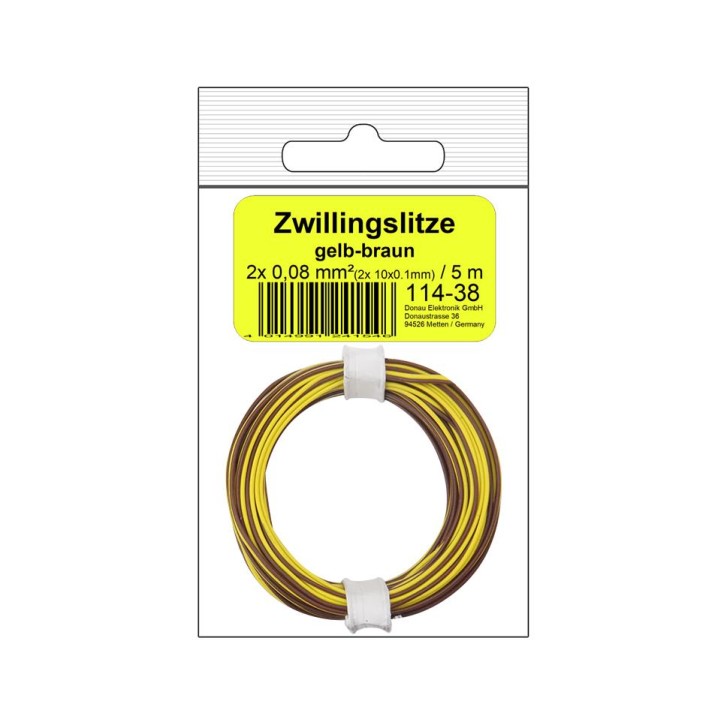 Zwillingslitze 0,08 mm² / 5 m gelb-braun in SB Beutel