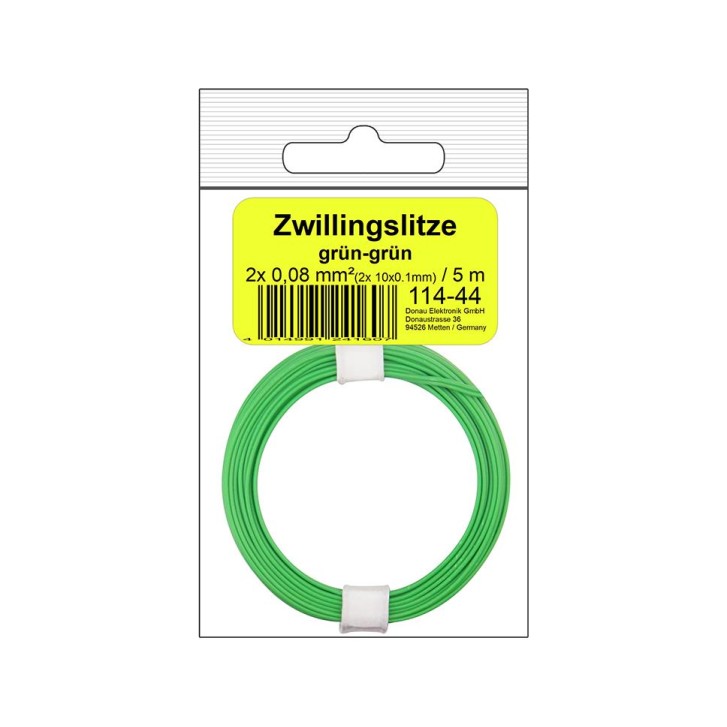 Zwillingslitze 0,08 mm² / 5 m grün-grün in SB