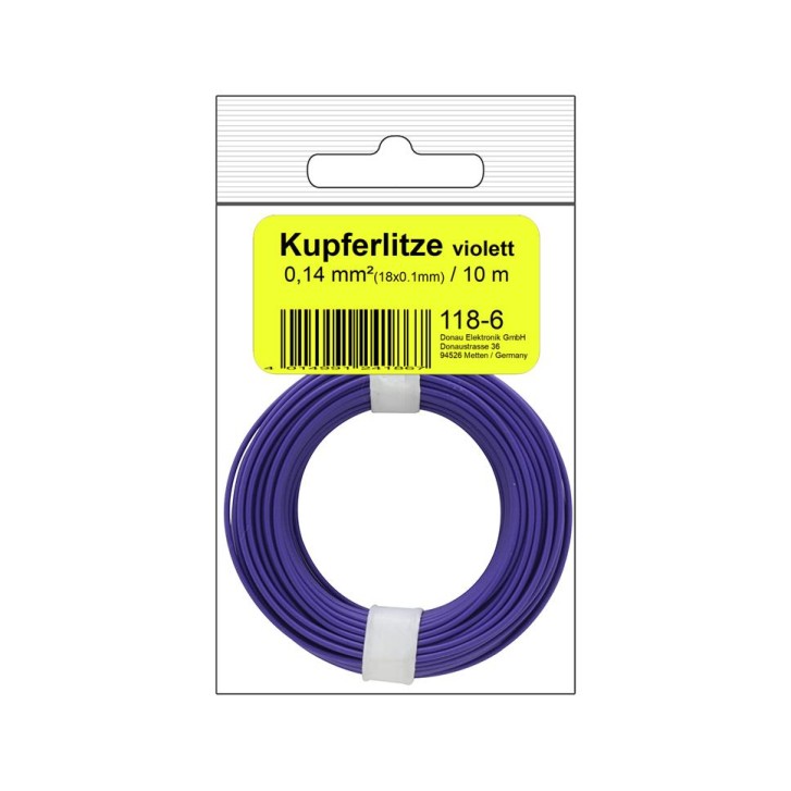 Kupferschalt Litze  0,14 mm² / 10 m / violett in SB Beutel