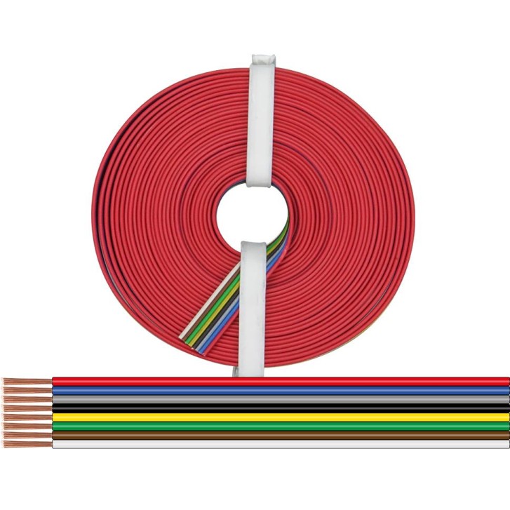8-Fach Litze 0,14 mm² / 5 m rot-blau-grau-schwarz-gelb-grün-braun-weiß