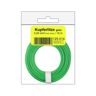 Kupferschalt Litze  0,25 mm² / 10 m / grün in...
