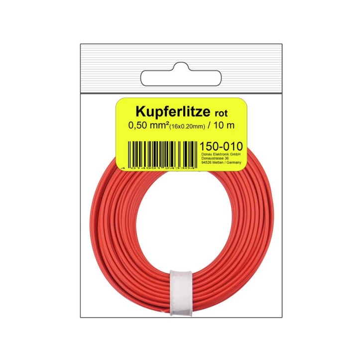 Kupferschalt Litze  0,50 mm² / 10 m / rot in SB Beutel