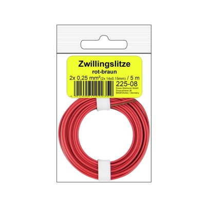 Zwillingslitze 0,25 mm² / 5 m rot-braun in SB