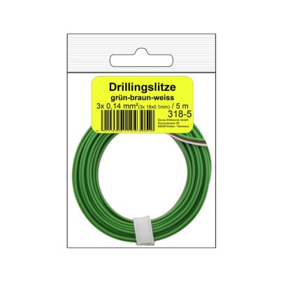 Drillingslitze 0,14 mm² / 5 m grün-braun-weiss...