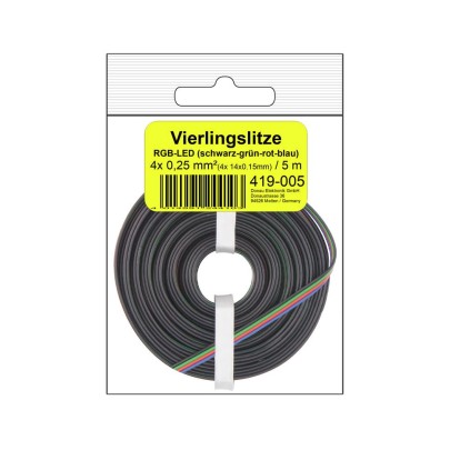 Vierlingslitze 0,25 mm² / 5 m für RGB LED...