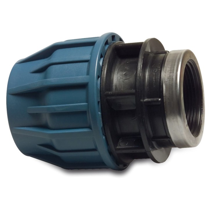 Jason Kupplung PP 16 mm x 3/8" Klemm x Innengewinde 16bar Schwarz/Blau DVGW/KIWA/WRAS/SVGW