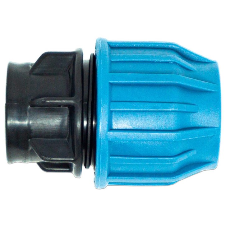 Jason Kupplung PP 32 mm x 1" Klemm x Innengewinde 16bar Schwarz/Blau DVGW/KIWA/WRAS/SVGW S1