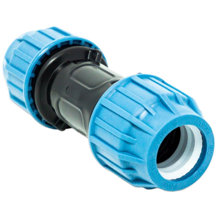 Jason Reparaturkupplung PP 32 mm Klemm 16bar Schwarz/Blau DVGW/KIWA/WRAS/SVGW