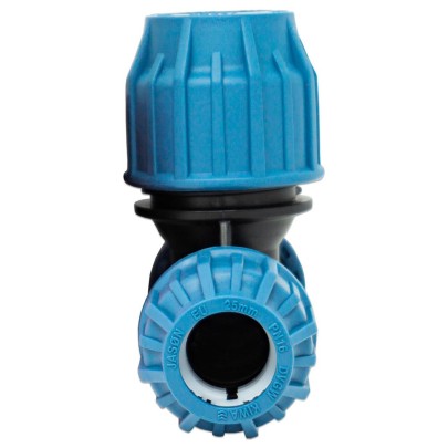 Jason T-Stück 90° PP 25 mm x 32 mm x 25 mm Klemm 16bar Schwarz/Blau DVGW/KIWA/WRAS/SVGW