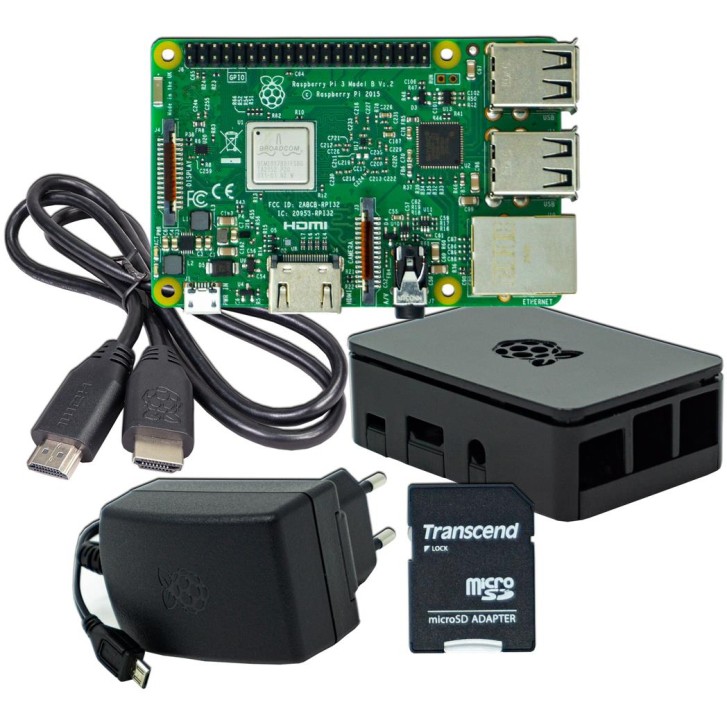 Raspberry Pi 3 B Bundle mit Netzteil, Gehäuse, HDMI-Kabel und SD Card